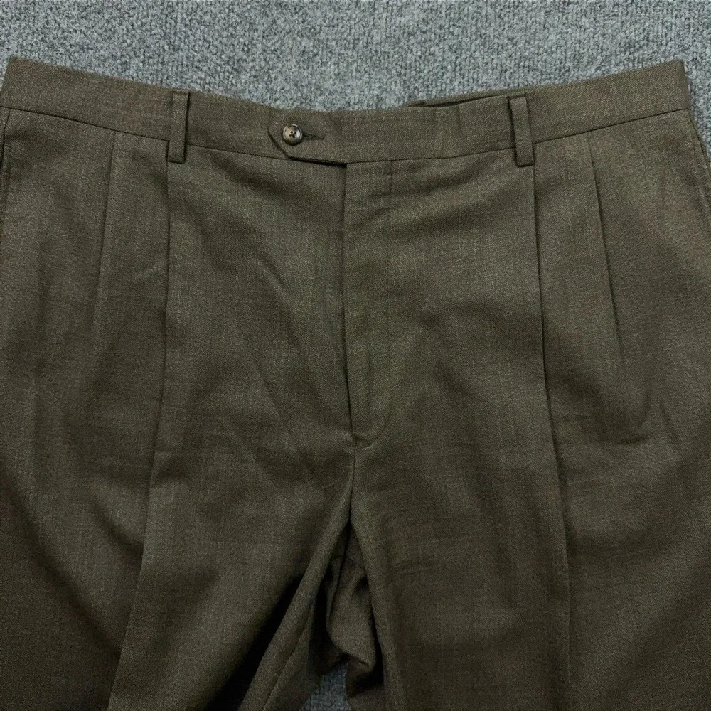 Jos. A. Bank Dress Pants Mens 40R Brown 100% Wool Pleated Executive Traditional